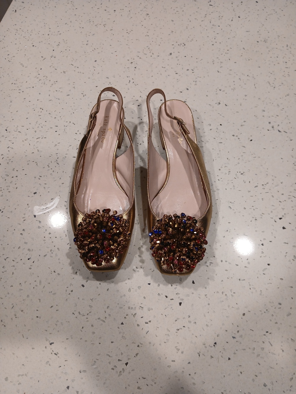 Kate Spade New York Maren Embellished Pumps Golden Color Sz 7.5 M